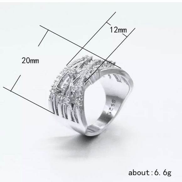 Luxury 925 Silver Wedding Rings White Sapphire - Picture 6 of 6